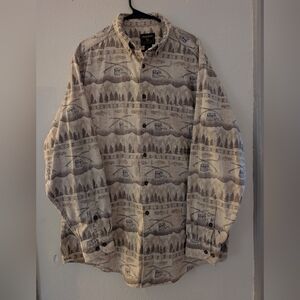 Woolrich Beige Fishing Patterned Button Up Shirt